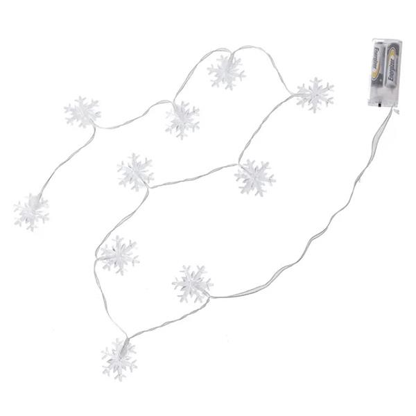 Grinalda 10 Flocos de Neve Led Branco Quente, 90 cm