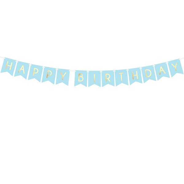 Grinalda Banner Happy Birthday Azul, 175 Cm
