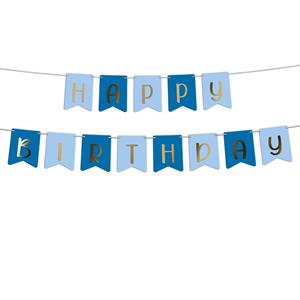 Grinalda Banner Happy Birthday Azul, 3 mt