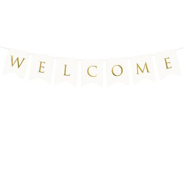 Grinalda Banner Welcome Branca, 95 cm