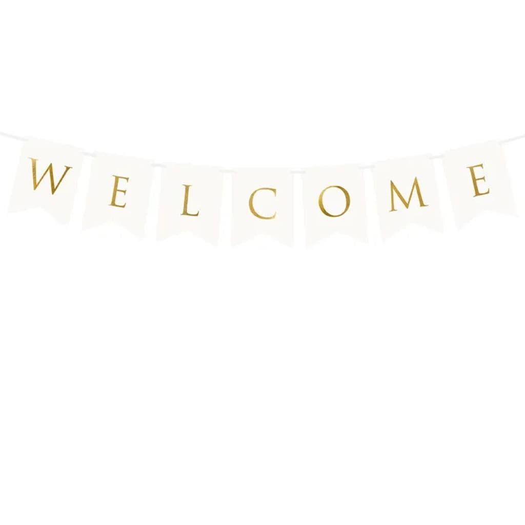 Grinalda Banner Welcome Branca, 95 cm