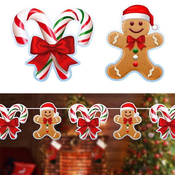 Grinalda Bonecos de Gengibre e Bengalas Doces, 3 mt