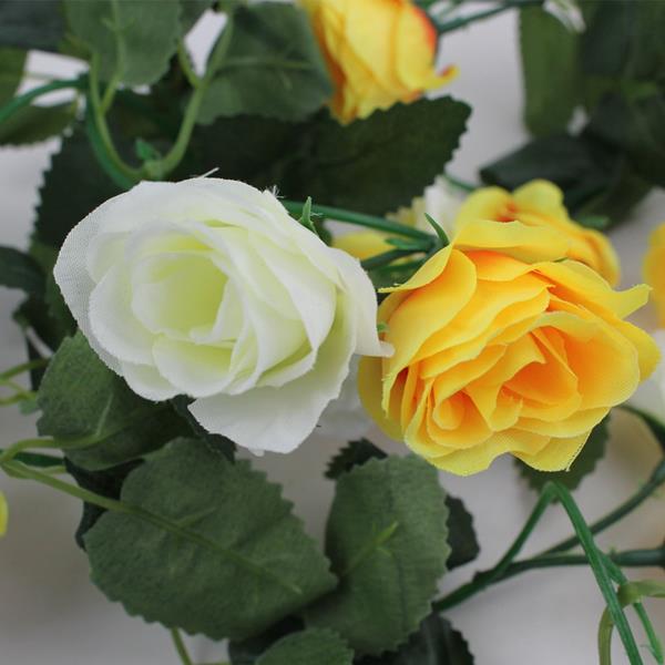 Grinalda Decorativa com Rosas Amarelas e Brancas, 2,20 mt