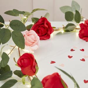 Grinalda Decorativa Rosas com Luz, 1,80 mt