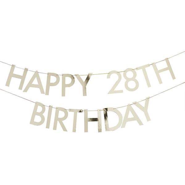 Grinalda Dourada Happy Birthday Idade Personalizável, 1.50 mt
