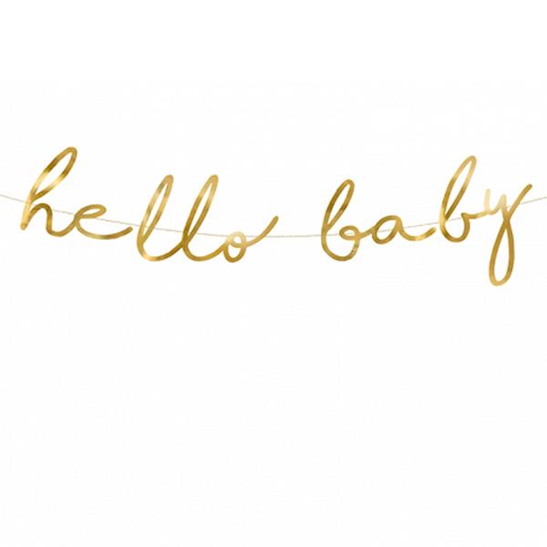 Grinalda Dourada Hello Baby, 70 cm