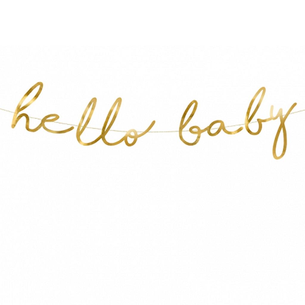 Grinalda Dourada Hello Baby, 70 cm