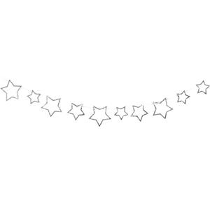 Grinalda Estrelas Prateadas com Glitter, 300 cm