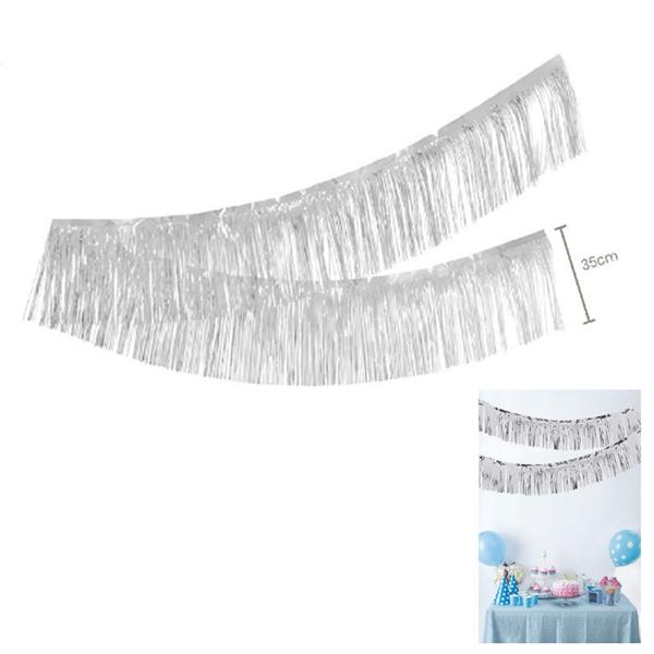 Grinalda Franjas Prateadas, 35 x 300 cm