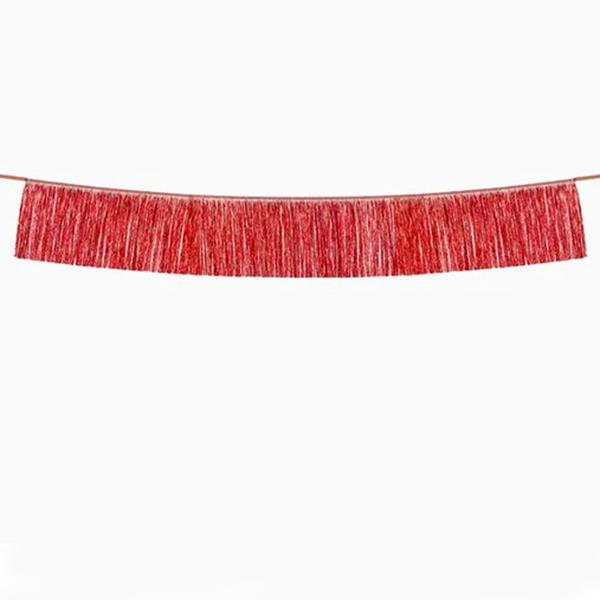 Grinalda Franjas Vermelhas Metalizadas, 1,50 mt Grinalda Franjas Vermelhas Metalizadas, 1,50 mt