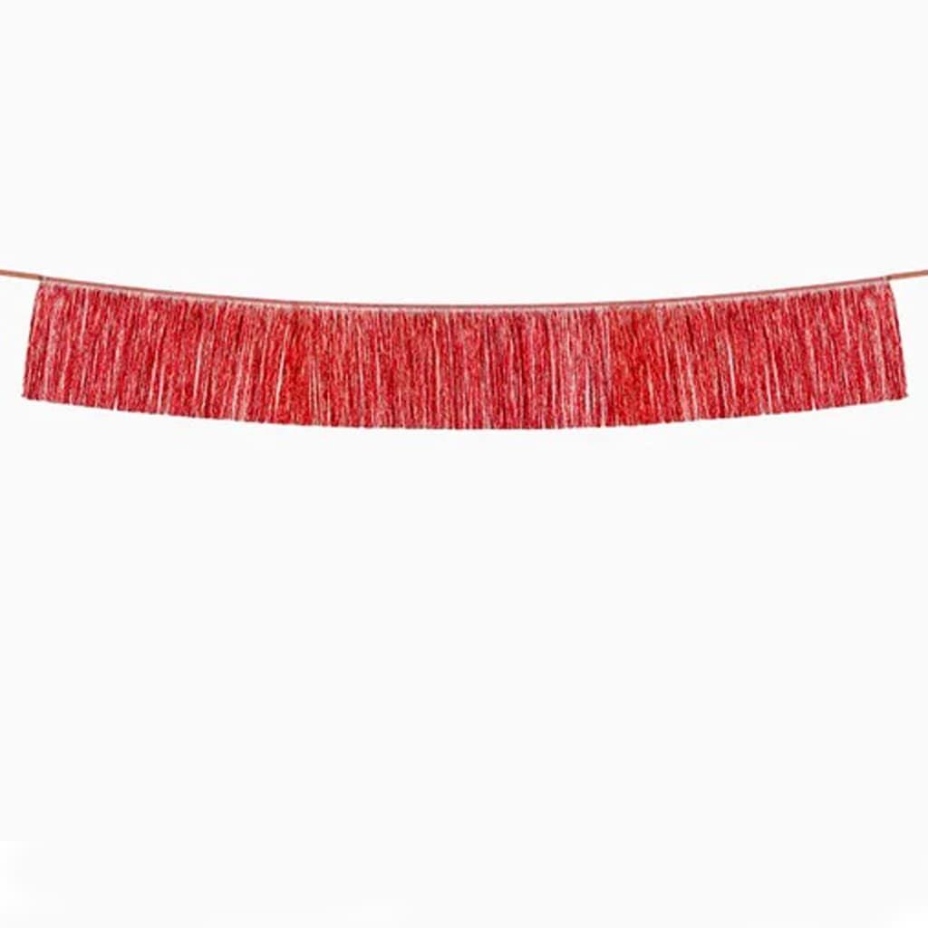 Grinalda Franjas Vermelhas Metalizadas, 1,50 mt