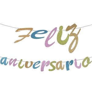 Grinalda Glitter Feliz Aniversário