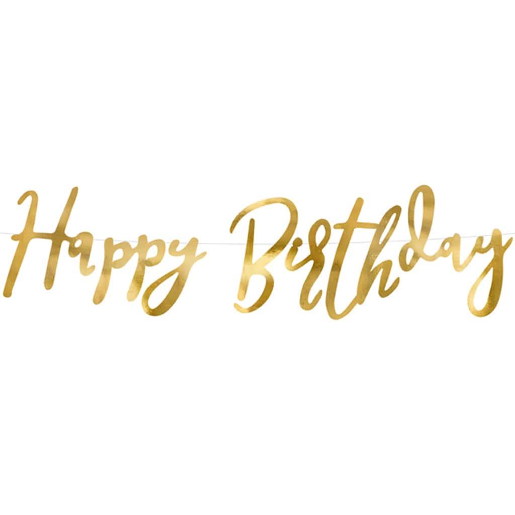 Grinalda Happy Birthday Dourada, 62 cm