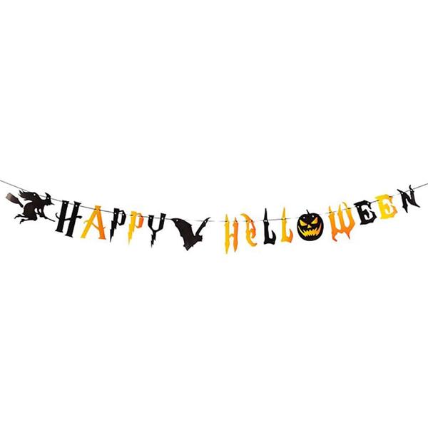 Grinalda Happy Halloween Preta e Laranja, 250 cm