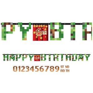 Grinalda Minecraft H-Birthday Idade Personalizável, 1.60 mt