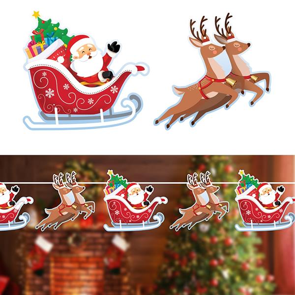 Grinalda Pai Natal com Trenó e Renas, 3 mt