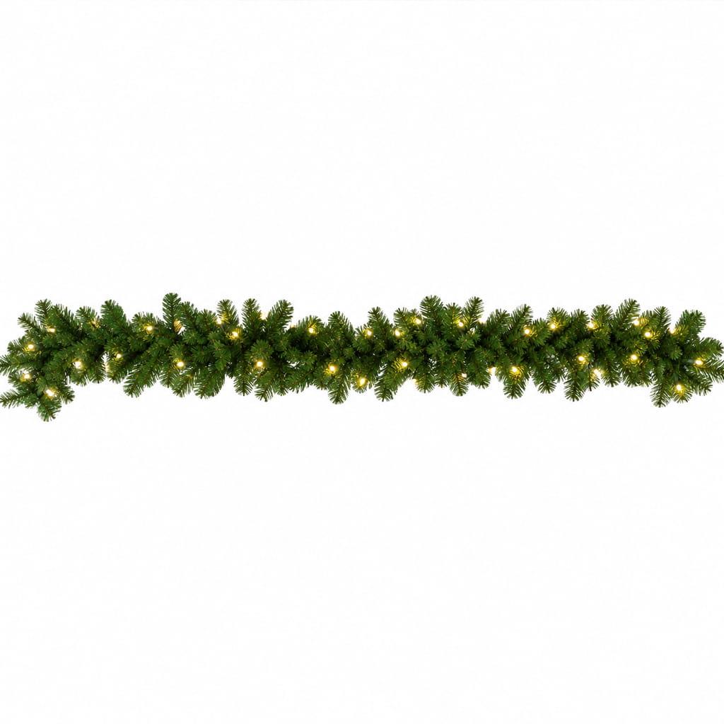 Grinalda Ramo de Pinheiro Verde com Led Branco Quente, 2,70 mt