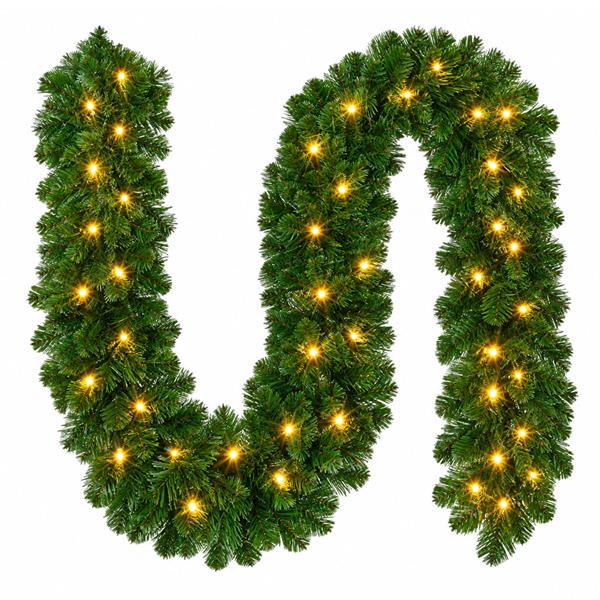 Grinalda Ramo Pinheiro Verde Natal com Leds Branco Quente, 2,70 mt