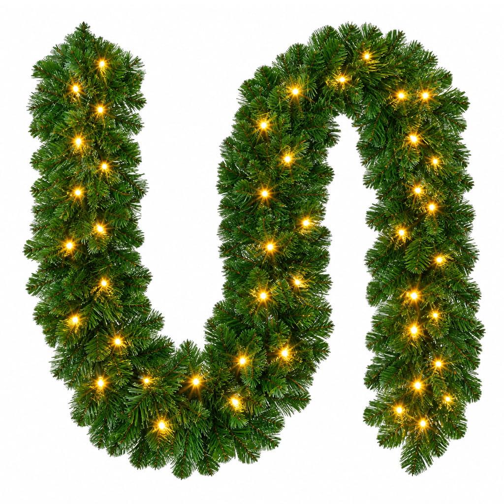 Grinalda Ramo Pinheiro Verde Natal com Leds Branco Quente, 2,70 mt