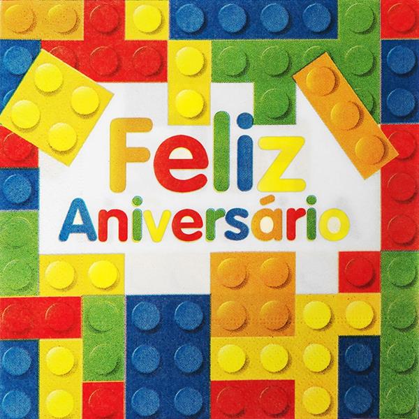 Guardanapos Feliz Aniversário Blocos de Construção, 16 unid.