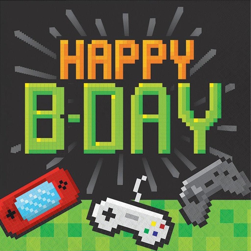 Guardanapos Gaming Party Happy Birthday, 16 unid.