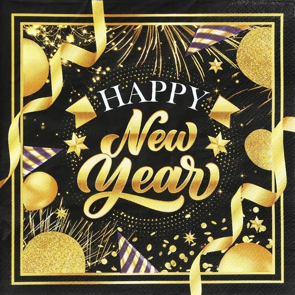 Guardanapos Happy New Year Glamour, 20 unid.