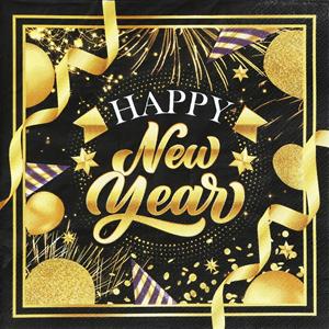Guardanapos Happy New Year Glamour, 20 unid. Guardanapos Happy New Year Glamour, 20 unid.