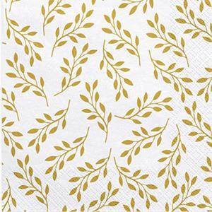 Guardanapos Ramos com Folhas Douradas, 20 unid.