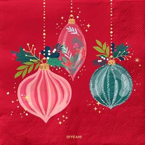 Guardanapos Vermelhos com Ornamentos Natalícios, 30 unid. Guardanapos Vermelhos com Ornamentos Natalícios, 30 unid.