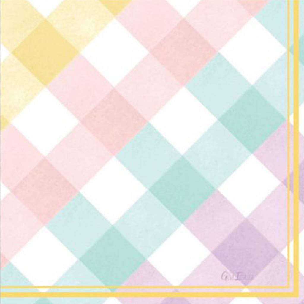 Guardanapos Xadrez Pastel, 16 unid.