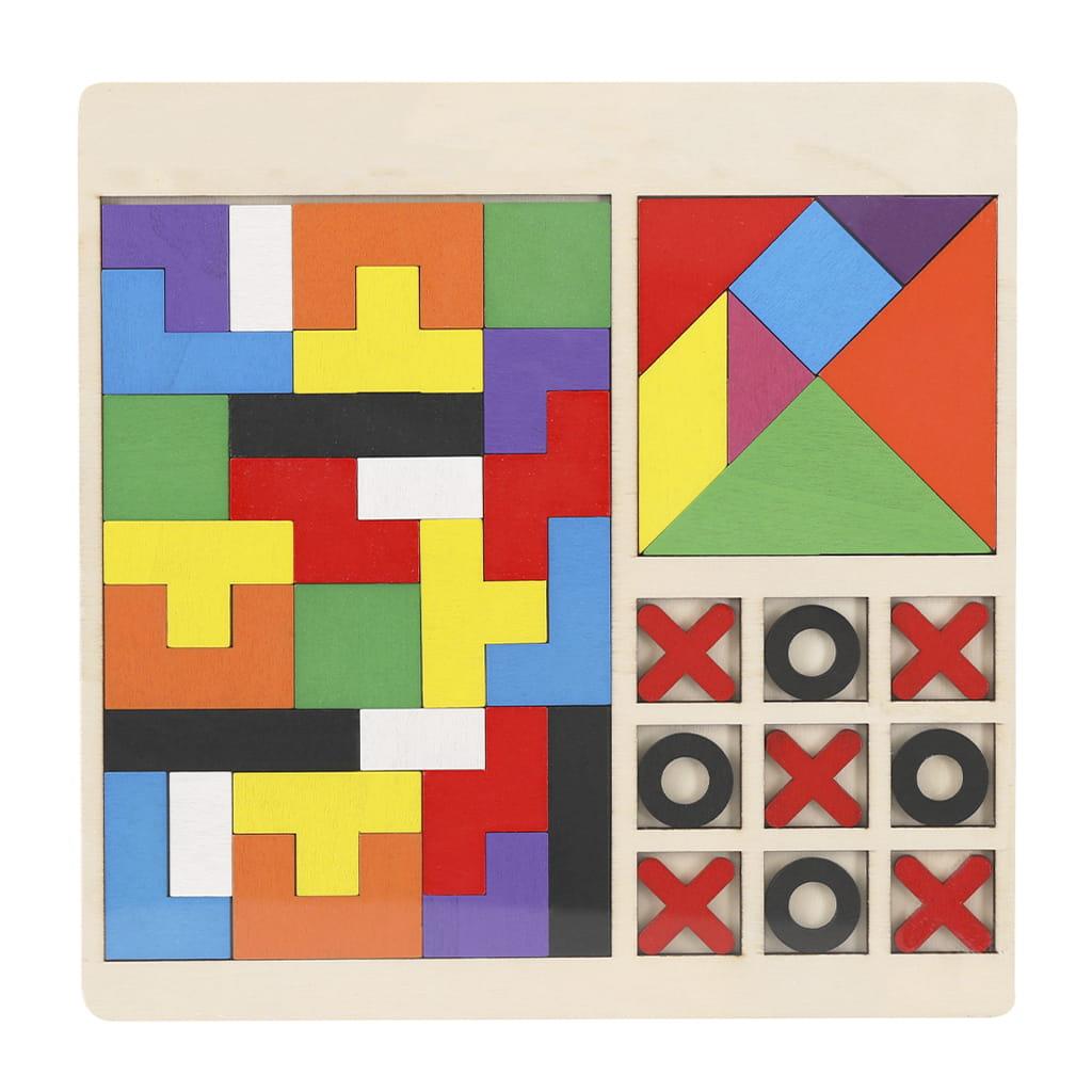 Jogo de Tabuleiro 3 em 1 em Madeira