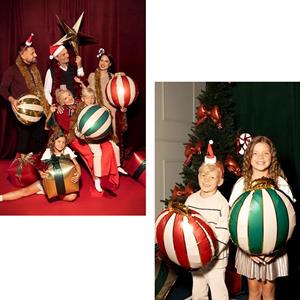 Kit 3 Balões Bolas de Natal às Riscas Metalizadas Foil