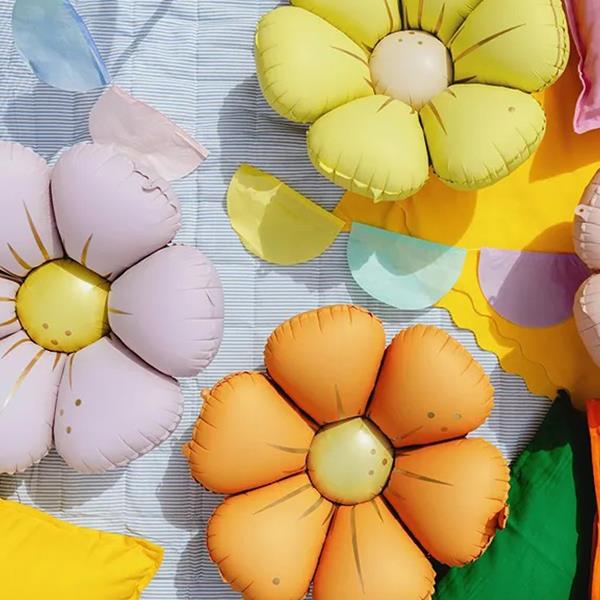 Kit 4 Balões Flores Margaridas Coloridas Foil