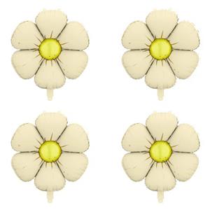 Kit 4 Balões Flores Margaridas Creme Foil