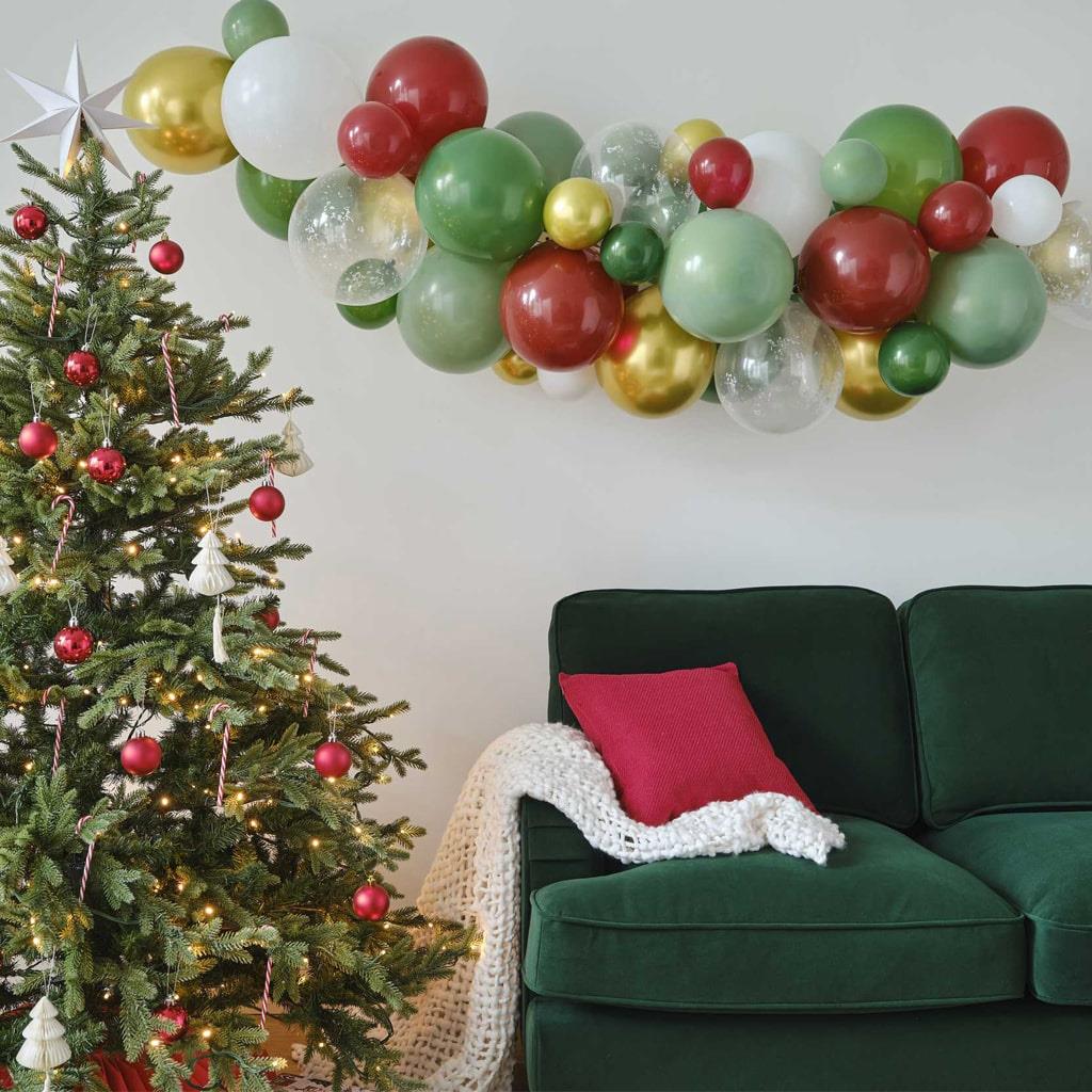 Kit 45 Balões de Natal Dourado, Verde e Vermelho
