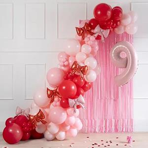 Kit 5 Balões Laços de Natal Vermelho Metalizado Foil