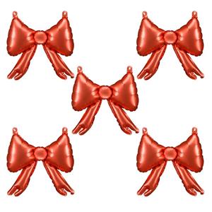 Kit 5 Balões Laços de Natal Vermelho Metalizado Foil