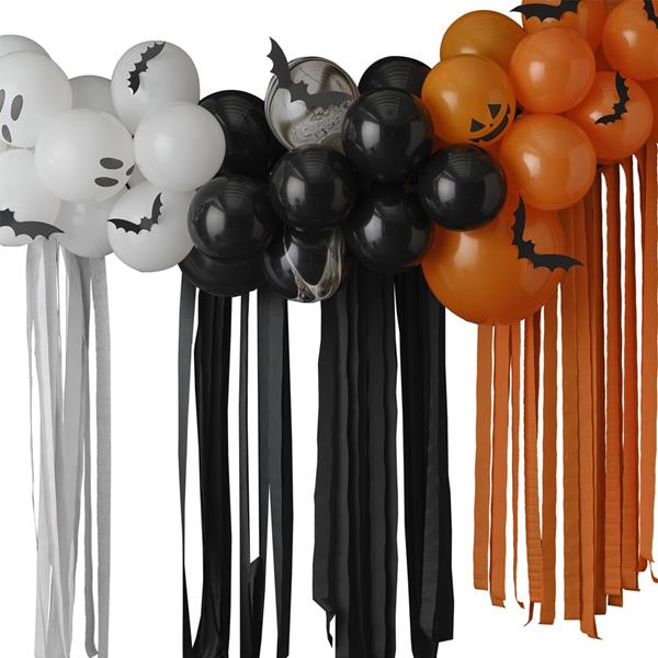 Kit Arco 50 Balões Halloween e Fitas Decorativas