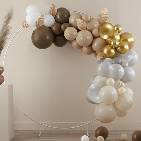 Kit Arco 75 Balões Nude e Folhas Decorativas