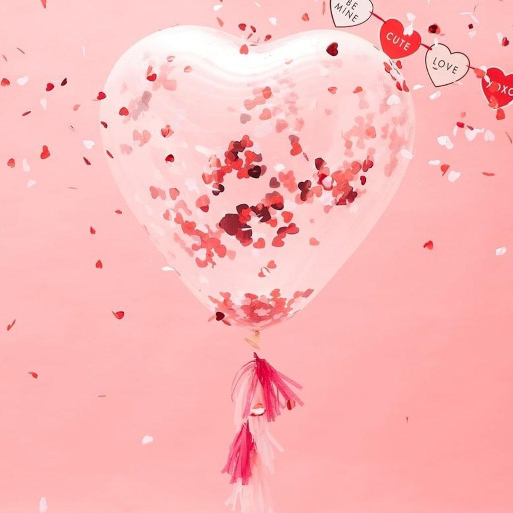 Kit Balão Coração com Confetis Látex