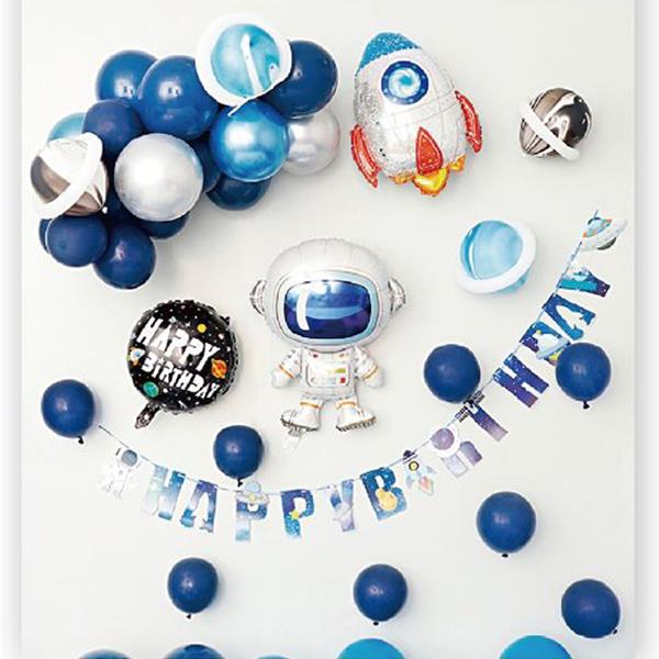 Kit Balões do Espaço e Grinalda Happy Birthday