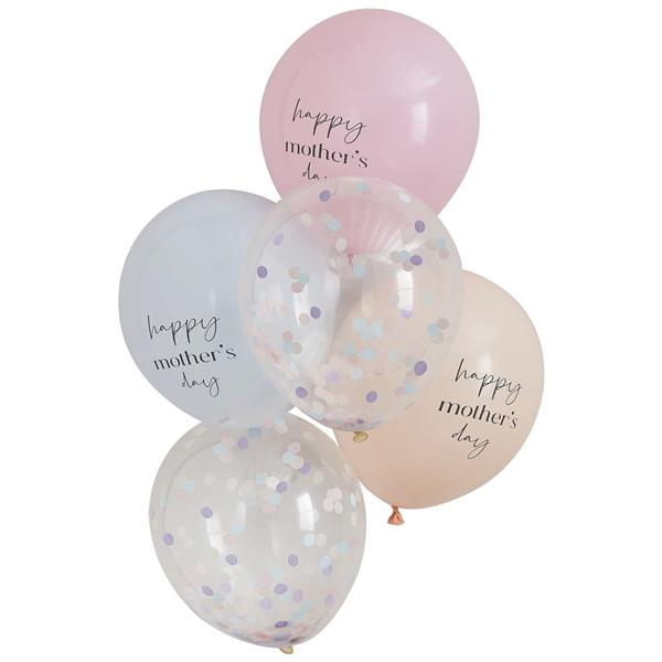 Kit Balões Happy Mothers Day Pastel e Confetis