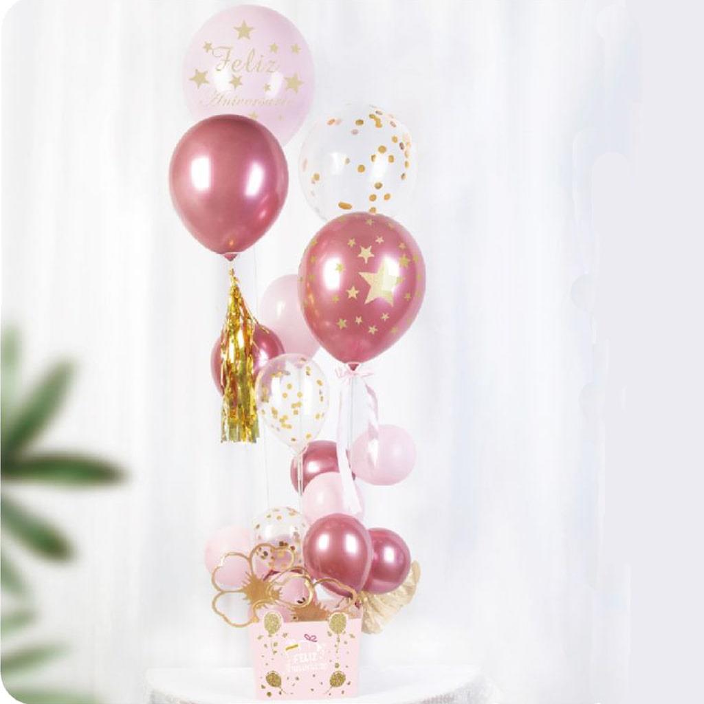 Kit Bouquet de Balões com Confetis e Caixa Rosa