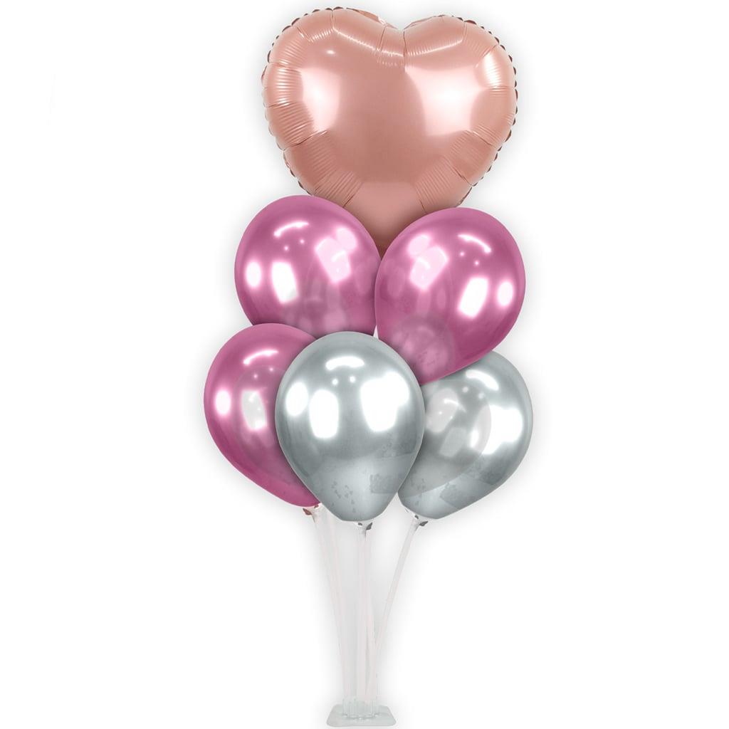 Kit Bouquet de Balões Cromados e Coração Rosa Gold, 100 cm
