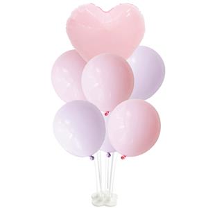 Kit Bouquet de Balões Pastel e Coração Rosa