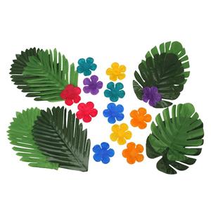 Kit Decoração Tropical com Folhas e Flores