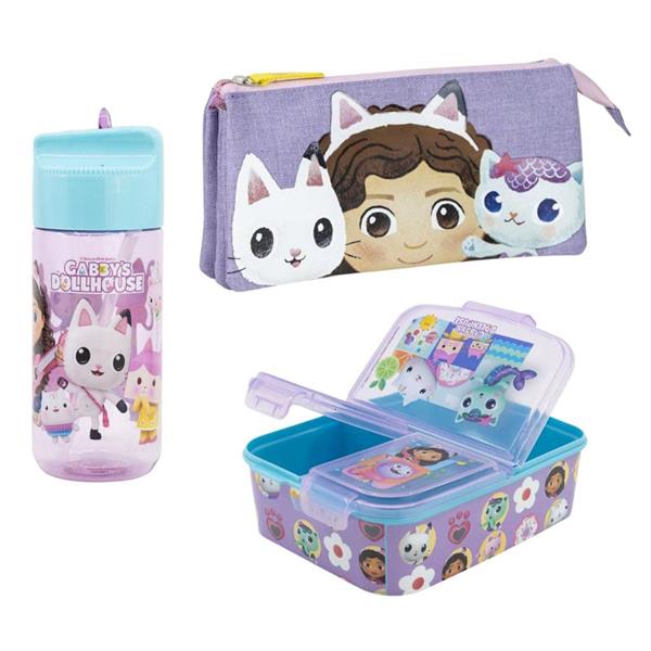 Kit Escolar Gabby para Lanches e Material Escolar