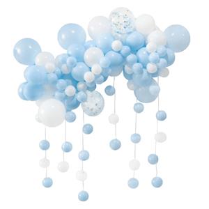 Kit Grinalda Balões Azul, Branco e com Confetis