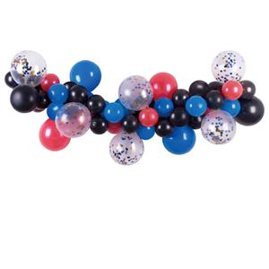 Kit Grinalda Balões Azul, Vermelho, Preto e com Confetis