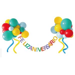 Kit Grinalda Balões Multicolor Feliz Aniversário